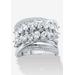 Women's 4.18 Cttw. Platinum-Plated Sterling Silver Marquise-Cut Cubic Zirconia Ring by PalmBeach Jewelry in Silver (Size 6)