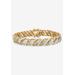 Women's Diamond-Cut Diamond Accent 18K Gold-Plated Two-Tone S-Link Bracelet 7.5" by PalmBeach Jewelry in Gold