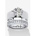 Women's 4.80 Cttw. 2-Piece Round Cubic Zirconia Sterling Silver Wedding Ring Set by PalmBeach Jewelry in Silver (Size 8)