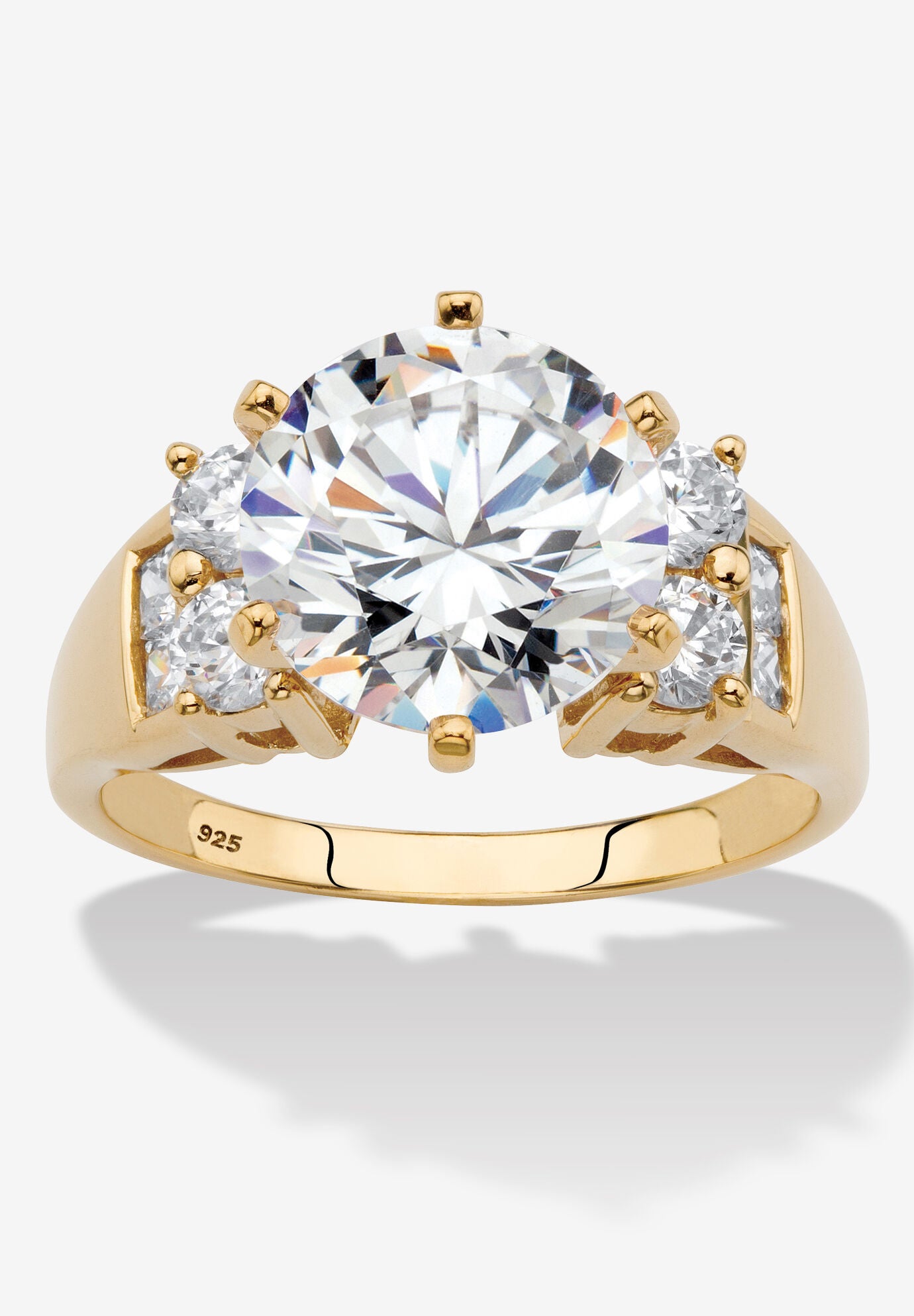 Women's 4.66 Cttw. 14K Yellow Gold-Plated Sterling Silver Ring Round Cubic Zirconia Engagement Ring by PalmBeach Jewelry in Gold (Size 7)