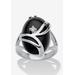 Women's Oval-Shaped Onyx & Crystal Accent Cocktail Ring In Platinum-Plated by PalmBeach Jewelry in Black (Size 10)