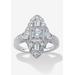 Women's 1.03 Cttw. Round Cubic Zirconia Platinum-Plated Sterling Silver Art Deco-Style Ring by PalmBeach Jewelry in Silver (Size 6)