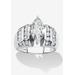 Women's 3.17 Cttw. Platinum-Plated Sterling Silver Marquise-Cut Cubic Zirconia Engagement Ring by PalmBeach Jewelry in Silver (Size 9)