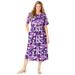 Plus Size Women's Button-Front Essential Dress by Woman Within in Radiant Purple Multi Garden (Size 7X)