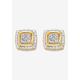 Women's Diamond Accent Squared Two-Tone Gold-Plated Button Earrings by PalmBeach Jewelry in Gold