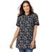 Plus Size Women's Perfect Printed Short-Sleeve Polo Shirt by Woman Within in Black Bandana Paisley (Size 1X)