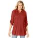 Plus Size Women's Pintucked Button Down Gauze Shirt by Woman Within in Red Ochre (Size 6X)