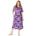 Plus Size Women's Button-Front Essential Dress by Woman Within in Radiant Purple Multi Garden (Size 3X)