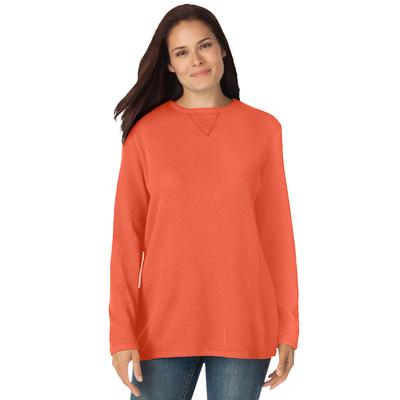 Plus Size Women's Waffle Thermal Sweatshirt by Woman Within in Pumpkin (Size M)