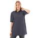 Plus Size Women's Elbow Short-Sleeve Polo Tunic by Woman Within in Heather Navy (Size 4X) Polo Shirt