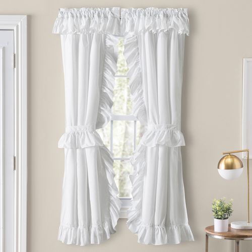 Charlene Ruffled Priscilla Curtain Pair, 84 x 45, White