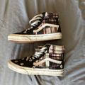 Vans Shoes | Floral & Checkered High Top Vans | Color: Black/Red | Size: 7.5