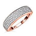 TJC Moissanite Band Ring In Rose Gold Plated 925 Sterling Silver for Women Size R Pave Setting
