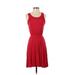 Ann Taylor LOFT Casual Dress - Mini Scoop Neck Sleeveless: Red Print Dresses - Women's Size P Petite