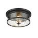 17 Stories 2-Light 16" Iron Frame Flush Mount w/ A Clear Glass Shade Glass in Black | 5 H x 14 W x 14 D in | Wayfair