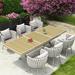 Corrigan Studio® Radke Rectangular 6 - Person 94.49" Long Outdoor Dining Set w/ Cushions Wood/Plastic in Green | 94.49 W x 35.43 D in | Wayfair