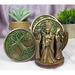 Trinx Herger Occultic Wicca Triple Moon Goddess Mother Maiden Crone Base Holder w/ Tree of Life Sculpted Set Resin in Brown/Green | Wayfair