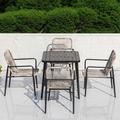 Wildon Home® Aleck Square 4 - Person Outdoor Dining Set Wood/Plastic in Black/Brown | 27.55 W x 27.55 D in | Wayfair