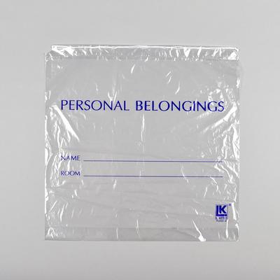 LK Packaging PB20203DSC Bottom Gusset Personal Belongings Bag w/ Cord string - 20" x 20", LDPE, Clear