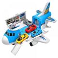 Toddler Kids Airplane Toy with Helicopter Mini Construction Cars Transport Vehicle Play Set for 3-8T