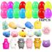 16Pcs easter basket stuffers Pre-Filled Easter Eggs with 16PCS mochi Squishies Toys Cute Mochi Kawaii Stress Relief Squishies for Easter Themed Party Easter Basket Fillers(random color style)