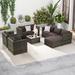 6 Pieces Ourdoor Rattan Sofa and Table Set