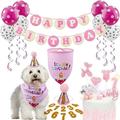 HAWEE Pet Birthday Party Supplies-Dog Birthday Bandana Dog Birthday Boy Girs Hat Scarfs with Cute Doggie Birthday Party Supplies Decorations