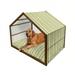 Dog Pet House Vertical Pattern Paw Design Foot Print Canine Walking Outdoor & Indoor Portable Dog Kennel with Pillow and Cover 5 Sizes Yellow Green Pale Yellow by Ambesonne