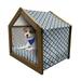 Navy Pet House Nautical Pattern with Anchor and Windrose in Stripes Navigation Sea Adventure Outdoor & Indoor Portable Dog Kennel with Pillow and Cover 5 Sizes Indigo White by Ambesonne