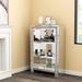 3 Shelves Glass Display Accent Cabinet with Door Crushed Diamond Inlay