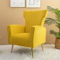 Ucloveria Velvet Accent Chair Mid-Century Arm Chair with Gold Legs Wingback Chair for Bedroom Living Room Vanity Reading