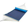 Sol Living Ceara Patio Hammock Olefin Hammock Double Hammock for Two People Outdoor Patio Swing Chair Quilted Hammock Use Inside Outside Backyard Decor Porch Swing - Blue