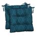 RSH DÃ©cor Indoor Outdoor Set of 2 Tufted Dining Chair Seat Cushions 19 x 19 Fenbrook Blue Cove