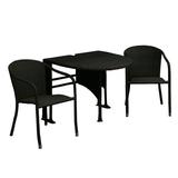 Blue Star Terrace Mates Genevieve 3-Piece All Weather-Wicker Table and Chair Set with Half-Oval Table & Stacking Chairs Java