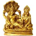 4 Lord Vishnu and Lakshmi Ji Idol Seated on Sheshnag in Brass - Brass Statue