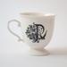 Anthropologie Dining | Anthropologie Ceramic Letter R Initial Monogram Footed Pedestal Mug | Color: Black/White | Size: Os