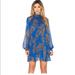 Free People Dresses | Free People Moonstruck Mini Dress Semi Sheer Blue High Neck Dress Size Small | Color: Blue | Size: S