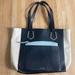 Nine West Bags | Nine West Navy And Cream Faux Leather Tote Bag | Color: Blue/Cream | Size: Os