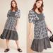 Anthropologie Dresses | Anthropologie Adrienne Flounced Midi Dress Xs - 0 | Color: Black/Gray | Size: 0