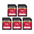 Gigastone 128GB 5-Pack SD Card, Camera Plus, V30 SDXC Memory Card High Speed UHD Video Compatible with Canon Nikon Sony Pentax Kodak Olympus Panasonic Digital Camera, with 5 Mini case