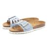 Pantolette ELBSAND "Sandale", Damen, Gr. 42, blau (hellblau), Obermaterial: 100% Rindsleder. Decksohle: 100% Rindsleder. Laufsohle: 100% Synthetik, unifarben, casual, Schuhe, Mule, offener Schuh aus Leder mit weichem Komfortkorkfußbett
