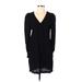 BB Dakota by Steve Madden Casual Dress - Shift V Neck Long sleeves: Black Print Dresses - Women's Size Small
