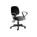 Vantage Plus Medium Back PCB Vinyl Operator Office Chair With Fixed Arms, Black, Fully Installed