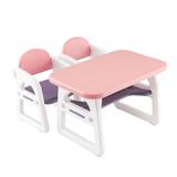 Costway Kids Table and Chair Set with Building Blocks-Pink & Purple