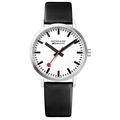 Mondaine Offizielle Schweizer Bahnhofsuhr Classic Damen-/ Herren-Uhr, Analoge Quartzuhr mit Schwarzem Lederarmband