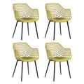 Lot de 4 fauteuils de table extérieur en polypropylène jaune