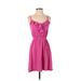 Ann Taylor LOFT Casual Dress - Mini Scoop Neck Sleeveless: Pink Solid Dresses - Women's Size Small Petite