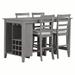 Red Barrel Studio® Swinney Multifunctional Storage Counter w/ 4 Chairs Wood in Gray/White | 38 H x 59.6 W x 30 D in | Wayfair