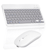 Rechargeable Bluetooth Keyboard and Mouse Combo Ultra Slim Keyboard and Mouse for Lenovo Chromebook 11e 1st Gen Laptop and Bluetooth Enabled Mac/Tablet/iPad/PC/Laptop - Stone Grey with White Mouse