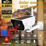 1080P Solar Powered Security Camera Wireless Security Camera WiFi IP Home Outdoor Security IP Camera Night Vision HD with 32GB Momery Card and 3 Pcs 18650 Batteries